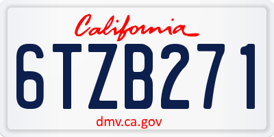CA license plate 6TZB271