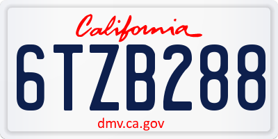 CA license plate 6TZB288
