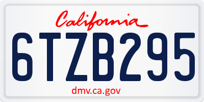 CA license plate 6TZB295