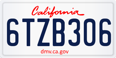 CA license plate 6TZB306