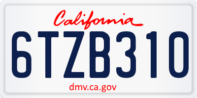 CA license plate 6TZB310