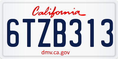 CA license plate 6TZB313
