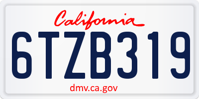 CA license plate 6TZB319