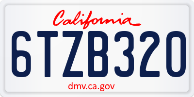 CA license plate 6TZB320