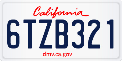 CA license plate 6TZB321