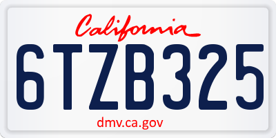 CA license plate 6TZB325