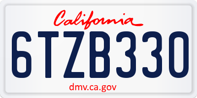 CA license plate 6TZB330