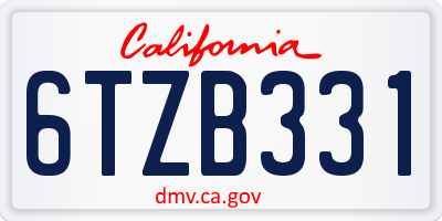 CA license plate 6TZB331