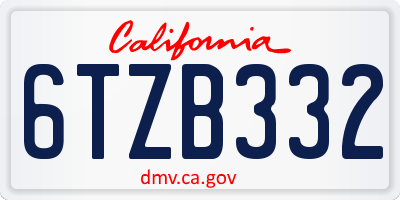 CA license plate 6TZB332