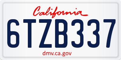 CA license plate 6TZB337