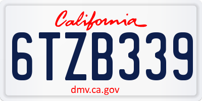 CA license plate 6TZB339