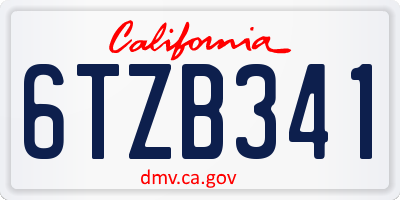 CA license plate 6TZB341