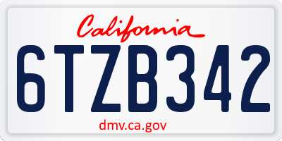 CA license plate 6TZB342