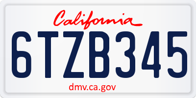 CA license plate 6TZB345