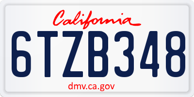 CA license plate 6TZB348