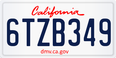 CA license plate 6TZB349