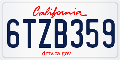 CA license plate 6TZB359