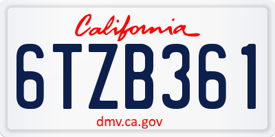 CA license plate 6TZB361
