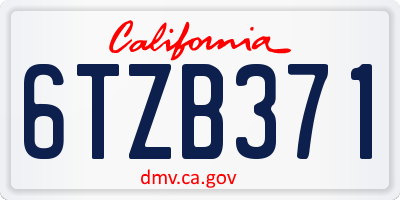 CA license plate 6TZB371