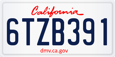 CA license plate 6TZB391