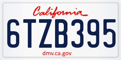 CA license plate 6TZB395