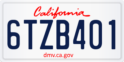 CA license plate 6TZB401
