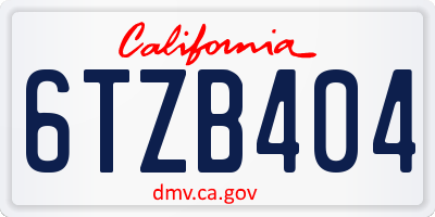CA license plate 6TZB404