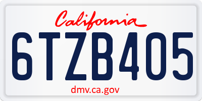 CA license plate 6TZB405
