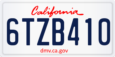 CA license plate 6TZB410