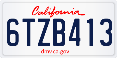 CA license plate 6TZB413