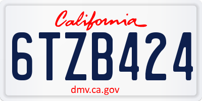 CA license plate 6TZB424