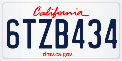 CA license plate 6TZB434