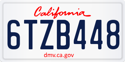 CA license plate 6TZB448