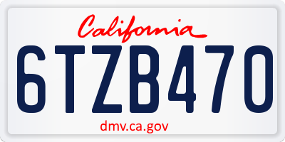 CA license plate 6TZB470