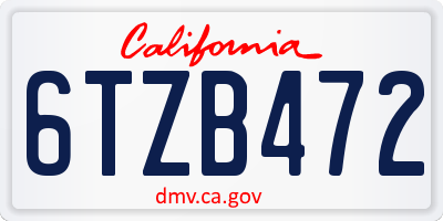 CA license plate 6TZB472