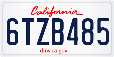 CA license plate 6TZB485