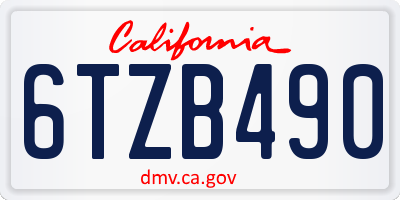 CA license plate 6TZB490