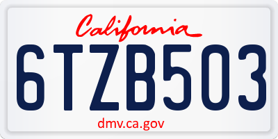 CA license plate 6TZB503