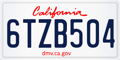 CA license plate 6TZB504