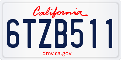 CA license plate 6TZB511