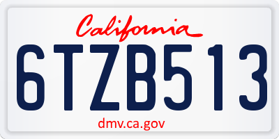 CA license plate 6TZB513
