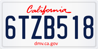 CA license plate 6TZB518