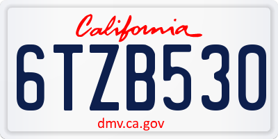 CA license plate 6TZB530