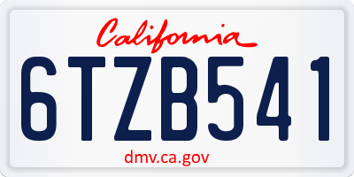 CA license plate 6TZB541