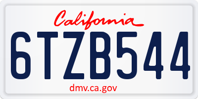 CA license plate 6TZB544
