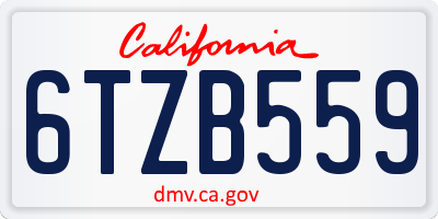 CA license plate 6TZB559
