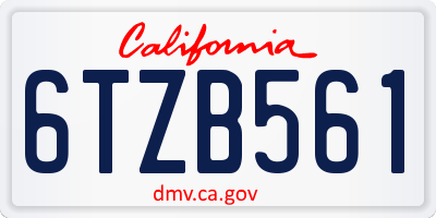 CA license plate 6TZB561
