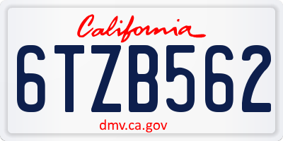 CA license plate 6TZB562