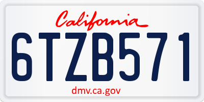 CA license plate 6TZB571