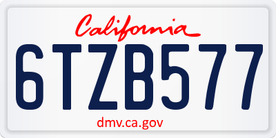 CA license plate 6TZB577